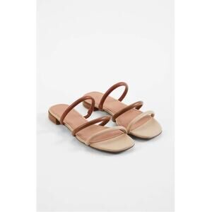 J. Jill Kinsley Triple-band Sandals Cognac Multi Flat‎ Leather Size 11 New